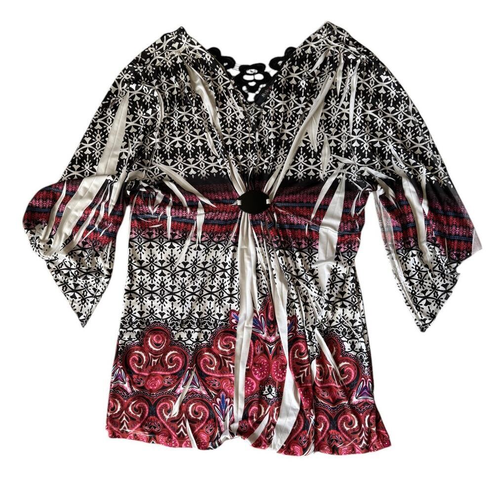 Style & Co Boho Print Tie-Front Tunic